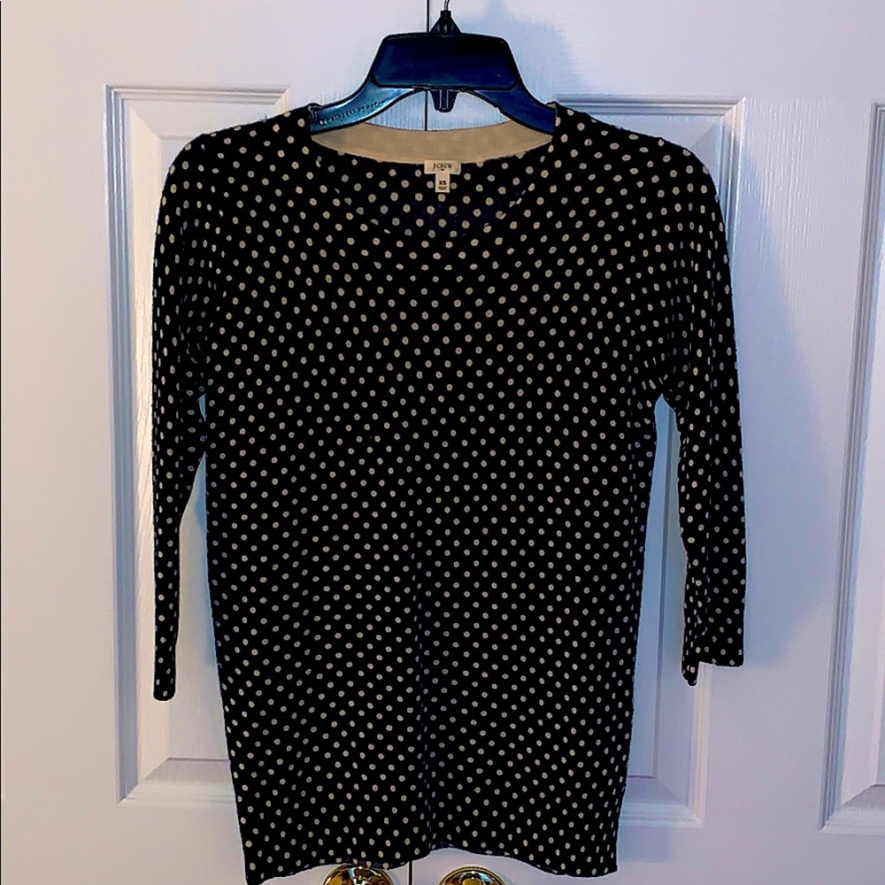 J. CREW Navy, White Polka Dot Merino Sweater